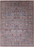 Grey Peshawar Hand Knotted Wool Rug - 9' 1" X 12' 3" - Golden Nile