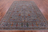 Grey Peshawar Hand Knotted Wool Rug - 9' 1" X 12' 3" - Golden Nile