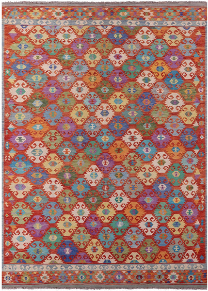 Reversible Kilim Flat Weave Wool On Wool Rug - 11' 6" X 16' 2" - Golden Nile