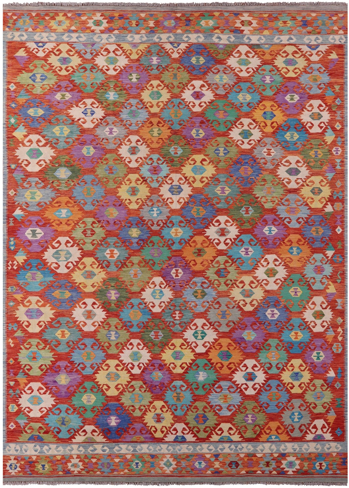 Reversible Kilim Flat Weave Wool On Wool Rug - 11' 6" X 16' 2" - Golden Nile