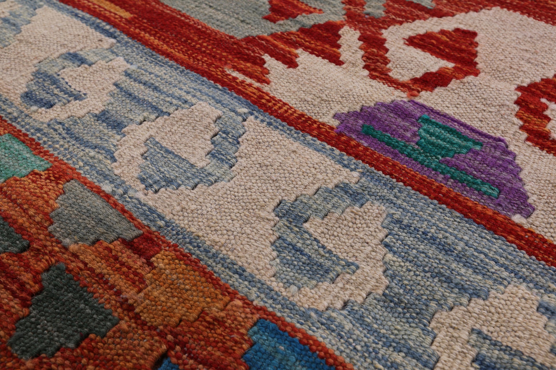 Reversible Kilim Flat Weave Wool On Wool Rug - 11' 6" X 16' 2" - Golden Nile