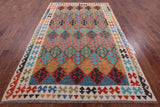 Reversible Kilim Flat Weave Wool On Wool Rug - 6' 6" X 10' 1" - Golden Nile