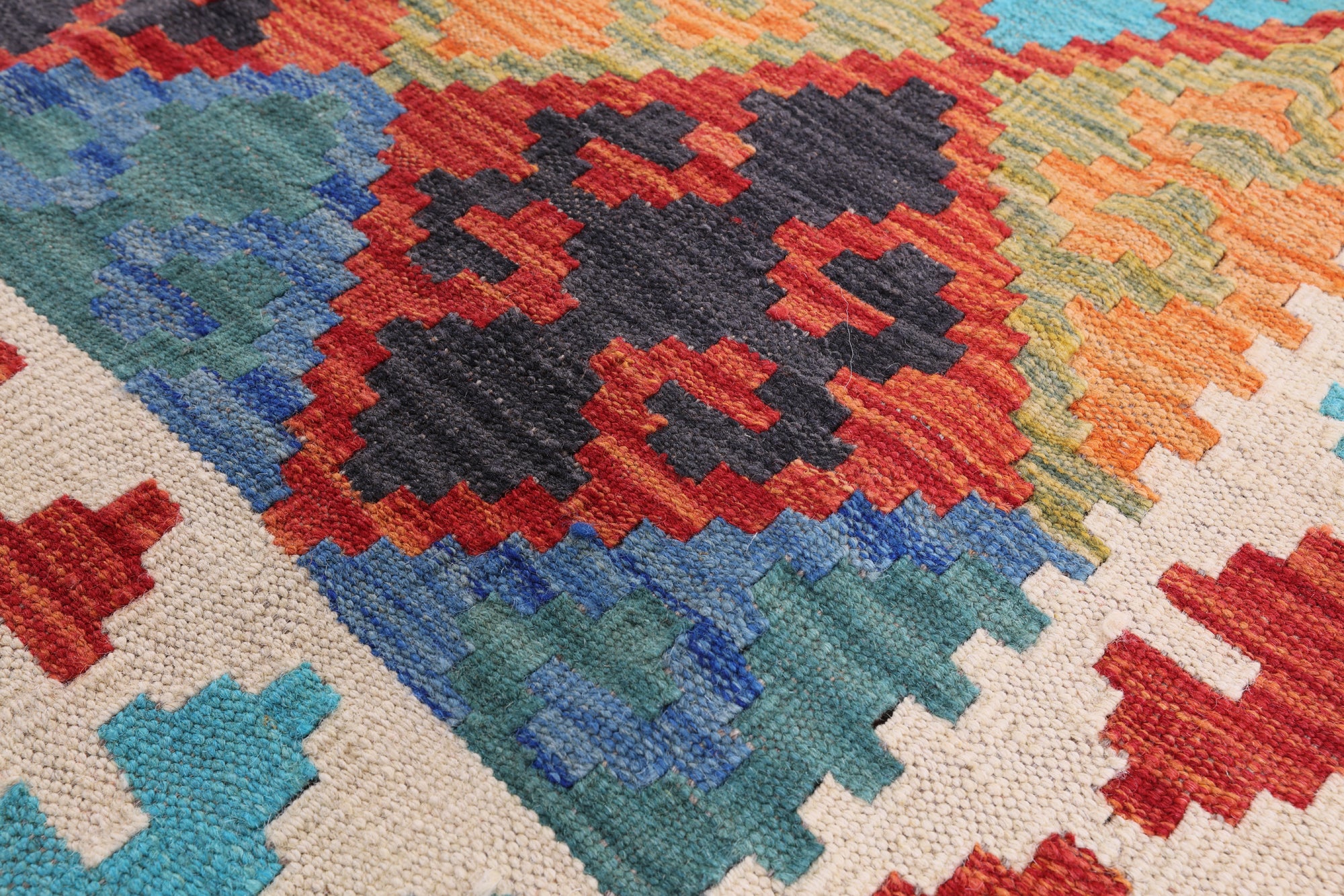Reversible Kilim Flat Weave Wool On Wool Rug - 6' 6" X 10' 1" - Golden Nile