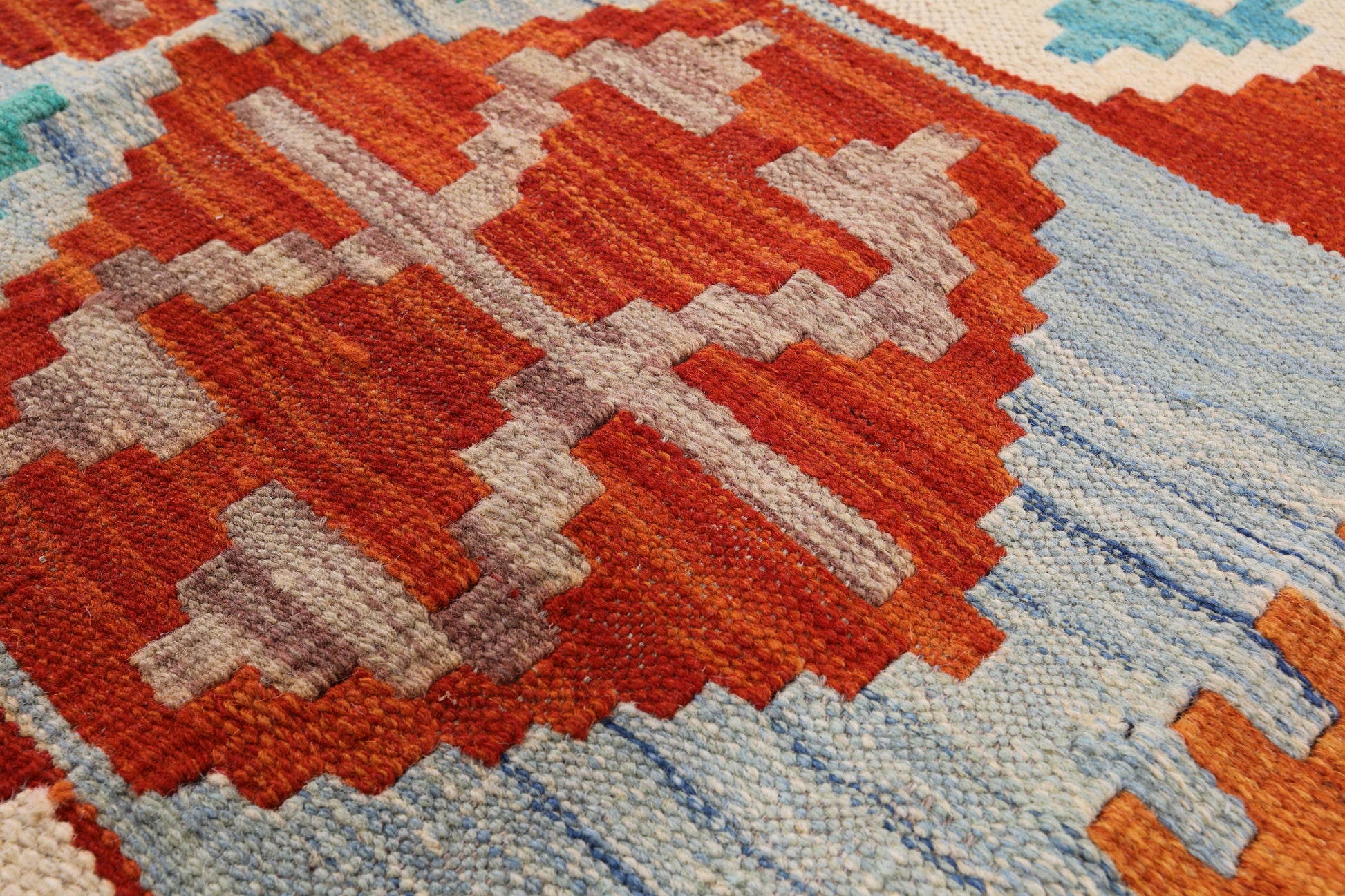 Reversible Kilim Flat Weave Wool On Wool Rug - 6' 10" X 9' 9" - Golden Nile