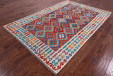 Reversible Kilim Flat Weave Wool On Wool Rug - 6' 7" X 9' 9" - Golden Nile