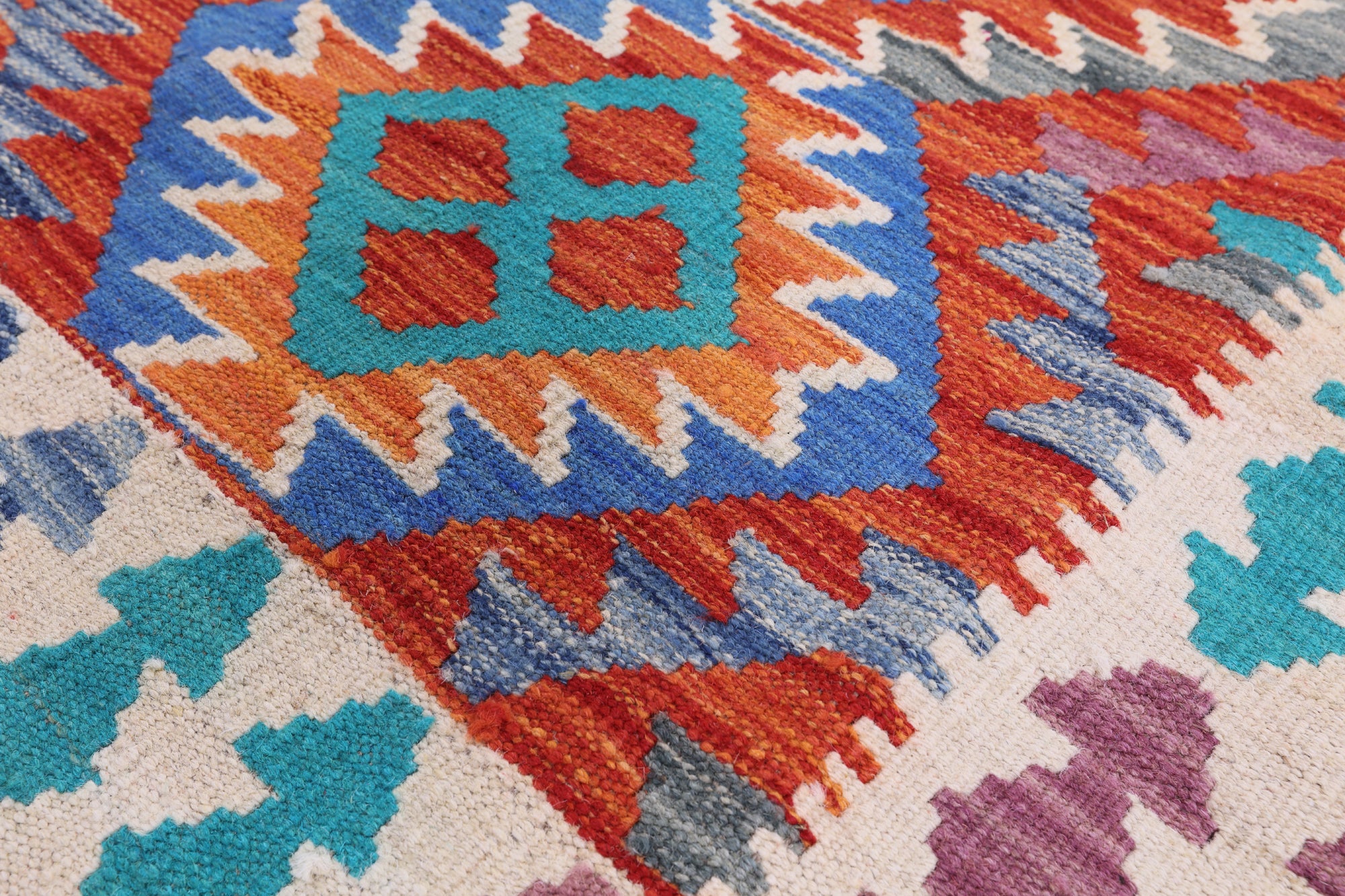 Reversible Kilim Flat Weave Wool On Wool Rug - 6' 7" X 9' 9" - Golden Nile