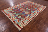 Reversible Kilim Flat Weave Wool On Wool Rug - 6' 7" X 9' 5" - Golden Nile
