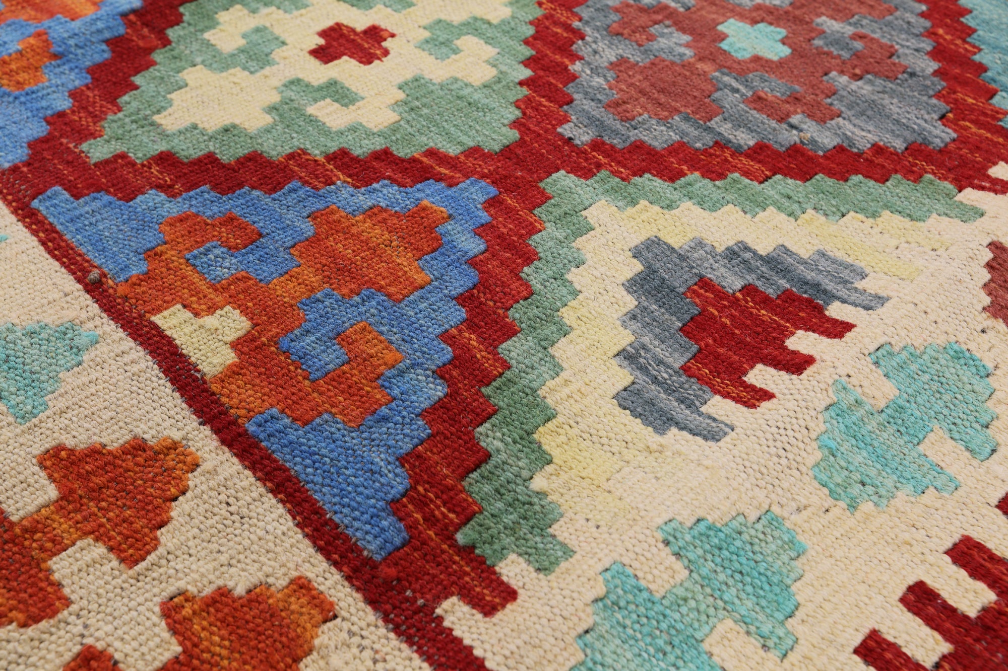 Reversible Kilim Flat Weave Wool On Wool Rug - 6' 7" X 9' 5" - Golden Nile