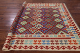 Reversible Kilim Flat Weave Wool On Wool Rug - 6' 7" X 9' 5" - Golden Nile