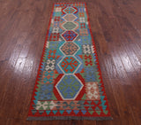 Reversible Kilim Flat Weave Wool On Wool Runner Rug - 2' 9" X 9' 7" - Golden Nile
