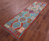 Reversible Kilim Flat Weave Wool On Wool Runner Rug - 2' 9" X 9' 7" - Golden Nile