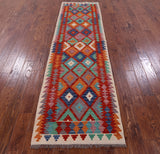 Reversible Kilim Flat Weave Wool On Wool Runner Rug - 2' 8" X 9' 7" - Golden Nile