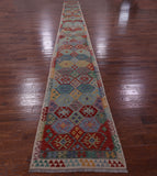 Reversible Kilim Flat Weave Wool On Wool Runner Rug - 2' 10" X 32' 8" - Golden Nile