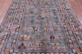 Grey Tribal Persian Gabbeh Hand Knotted Wool Rug - 5' 6" X 8' 4" - Golden Nile