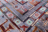 Grey Tribal Persian Gabbeh Hand Knotted Wool Rug - 5' 6" X 8' 4" - Golden Nile