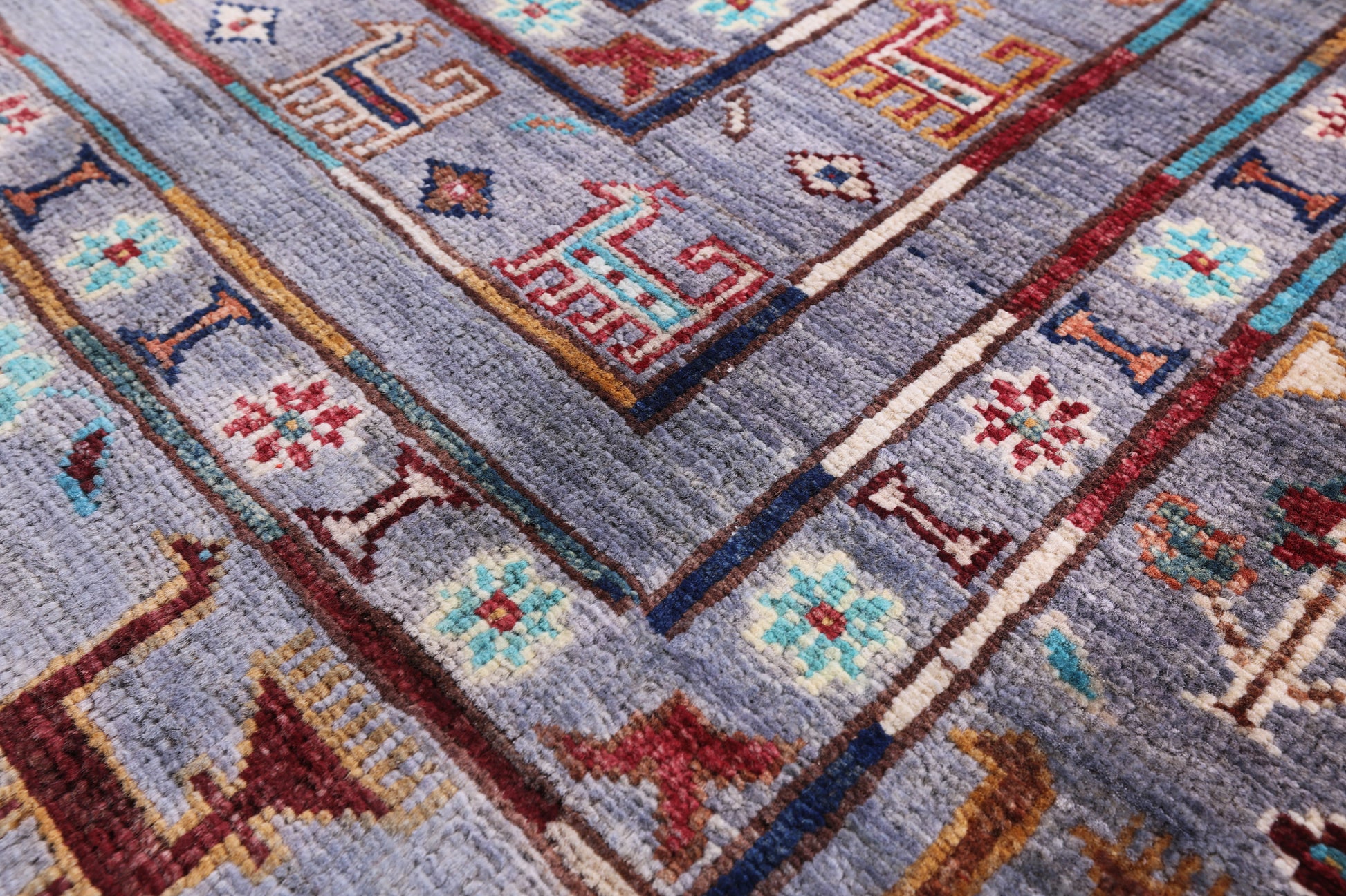 Grey Tribal Persian Gabbeh Hand Knotted Wool Rug - 5' 6" X 8' 4" - Golden Nile