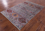 Grey Khorjin Persian Gabbeh Handmade Wool Rug - 4' 0" X 6' 1" - Golden Nile