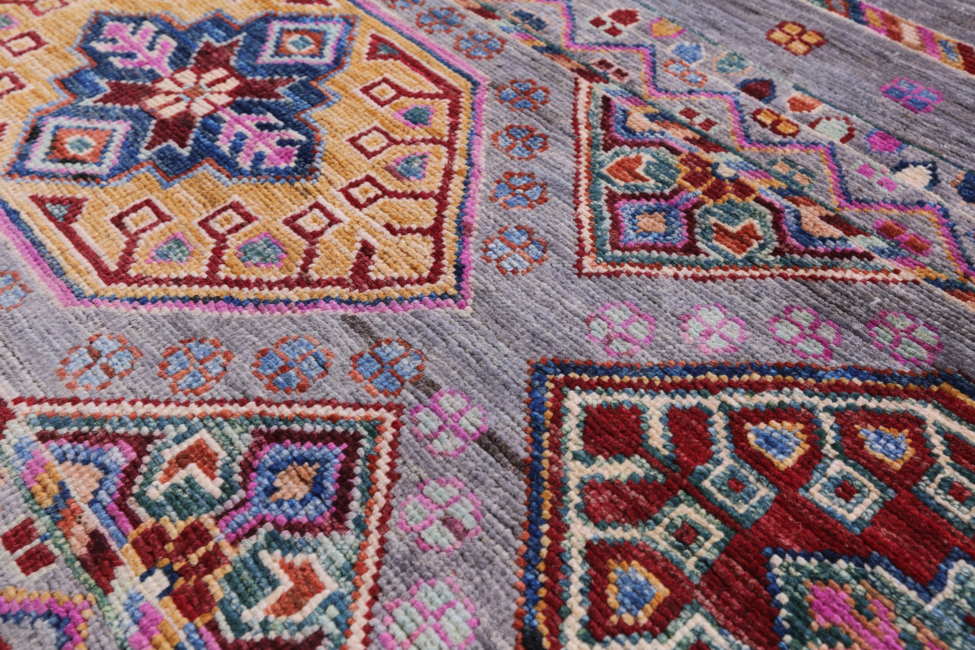 Grey Khorjin Persian Gabbeh Handmade Wool Rug - 4' 0" X 6' 1" - Golden Nile