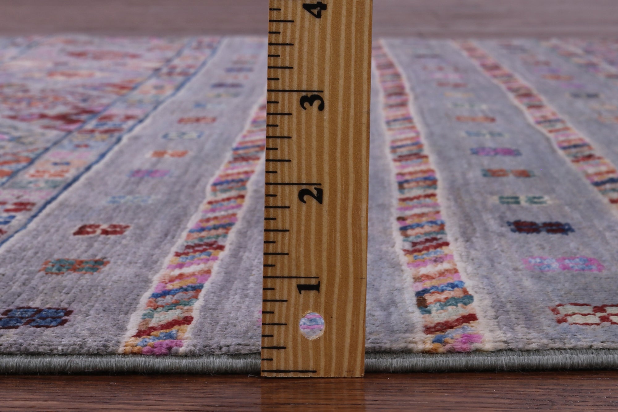 Grey Khorjin Persian Gabbeh Handmade Wool Rug - 4' 0" X 6' 1" - Golden Nile