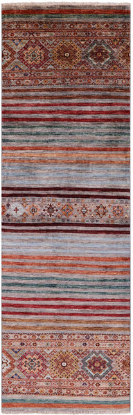 Khorjin Persian Gabbeh Hand Knotted Wool Runner Rug - 2' 8" X 8' 7" - Golden Nile