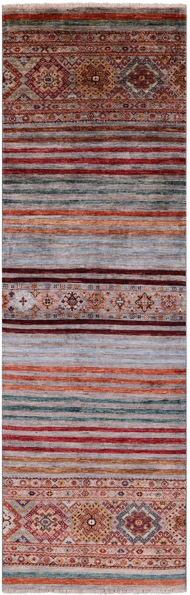 Khorjin Persian Gabbeh Hand Knotted Wool Runner Rug - 2' 8" X 8' 7" - Golden Nile