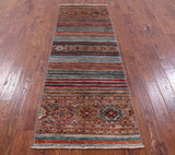 Khorjin Persian Gabbeh Hand Knotted Wool Runner Rug - 2' 8" X 8' 7" - Golden Nile