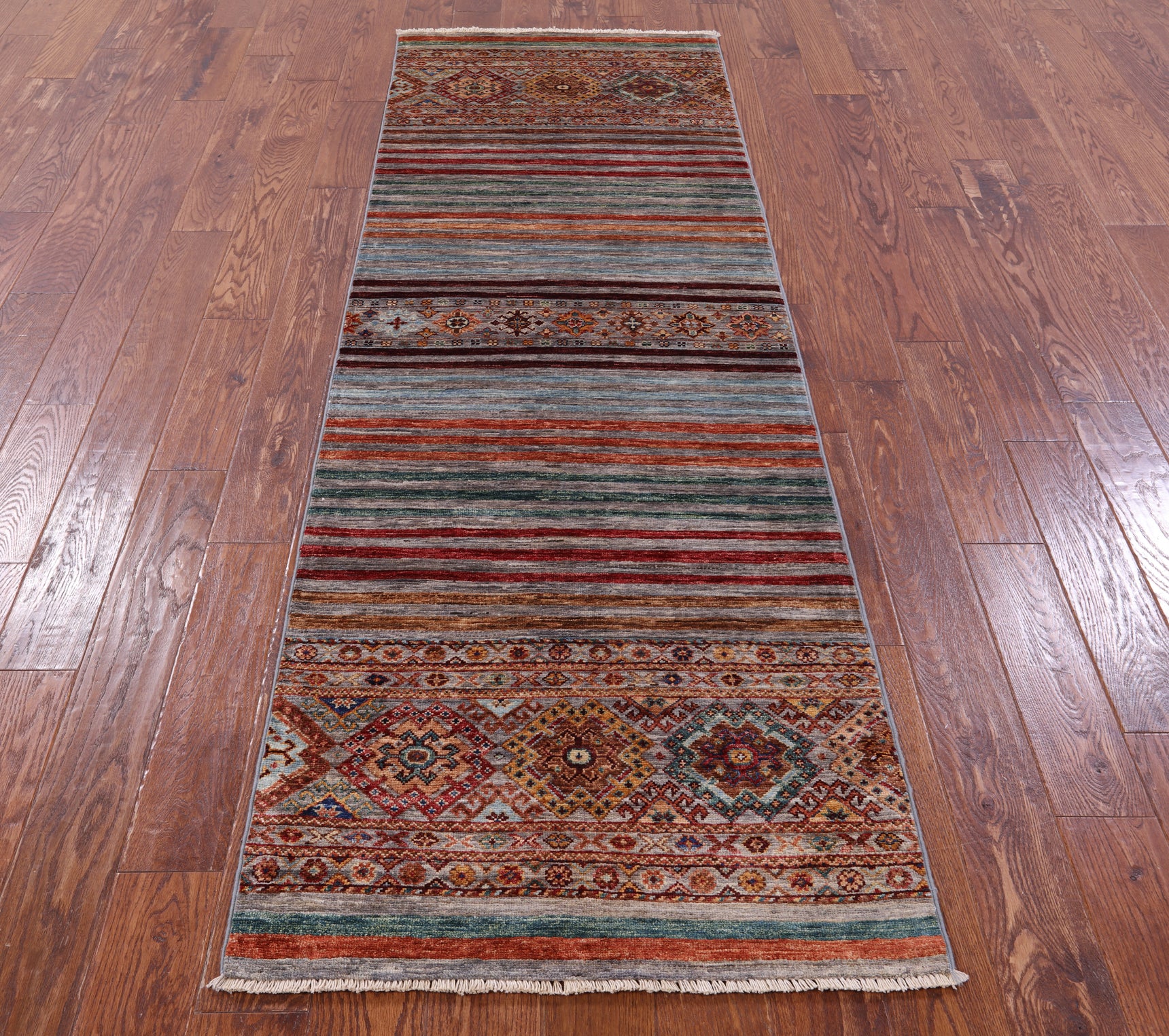 Khorjin Persian Gabbeh Hand Knotted Wool Runner Rug - 2' 8" X 8' 7" - Golden Nile