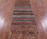 Khorjin Persian Gabbeh Hand Knotted Wool Runner Rug - 2' 8" X 8' 7" - Golden Nile