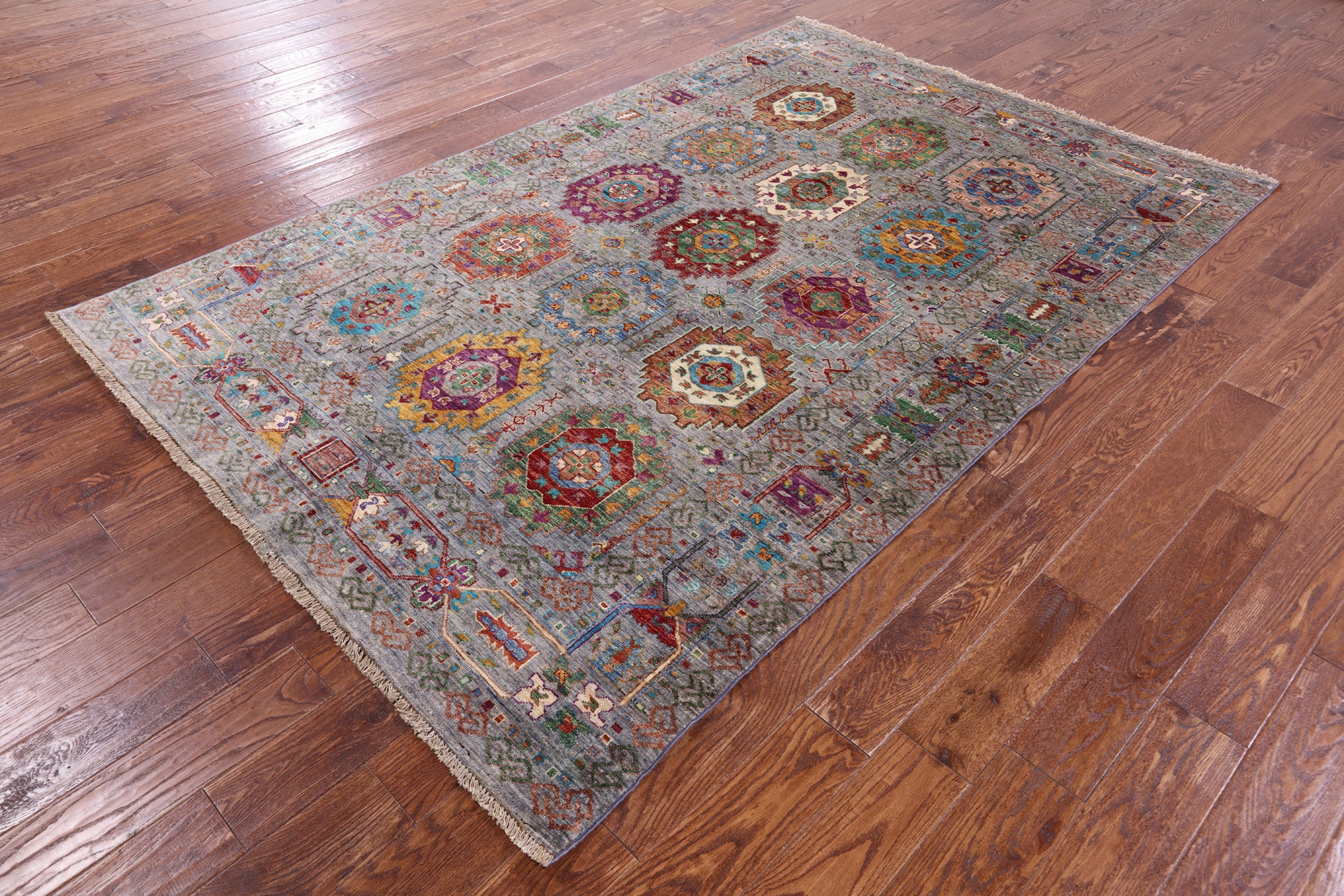 Turkmen Ersari Hand Knotted Wool Rug - 5' 7" X 8' 6" - Golden Nile