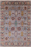 Grey Tribal Persian Hand Knotted Wool Rug - 4' 9" X 6' 9" - Golden Nile