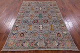 Grey Tribal Persian Hand Knotted Wool Rug - 4' 9" X 6' 9" - Golden Nile