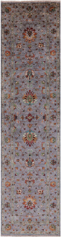 Peshawar Hand Knotted Wool Runner Rug - 2' 8