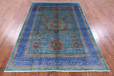 Geometric Persian Mamluk Hand Knotted Wool Rug - 5' 6" X 7' 8" - Golden Nile