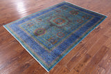 Geometric Persian Mamluk Hand Knotted Wool Rug - 5' 6" X 7' 8" - Golden Nile