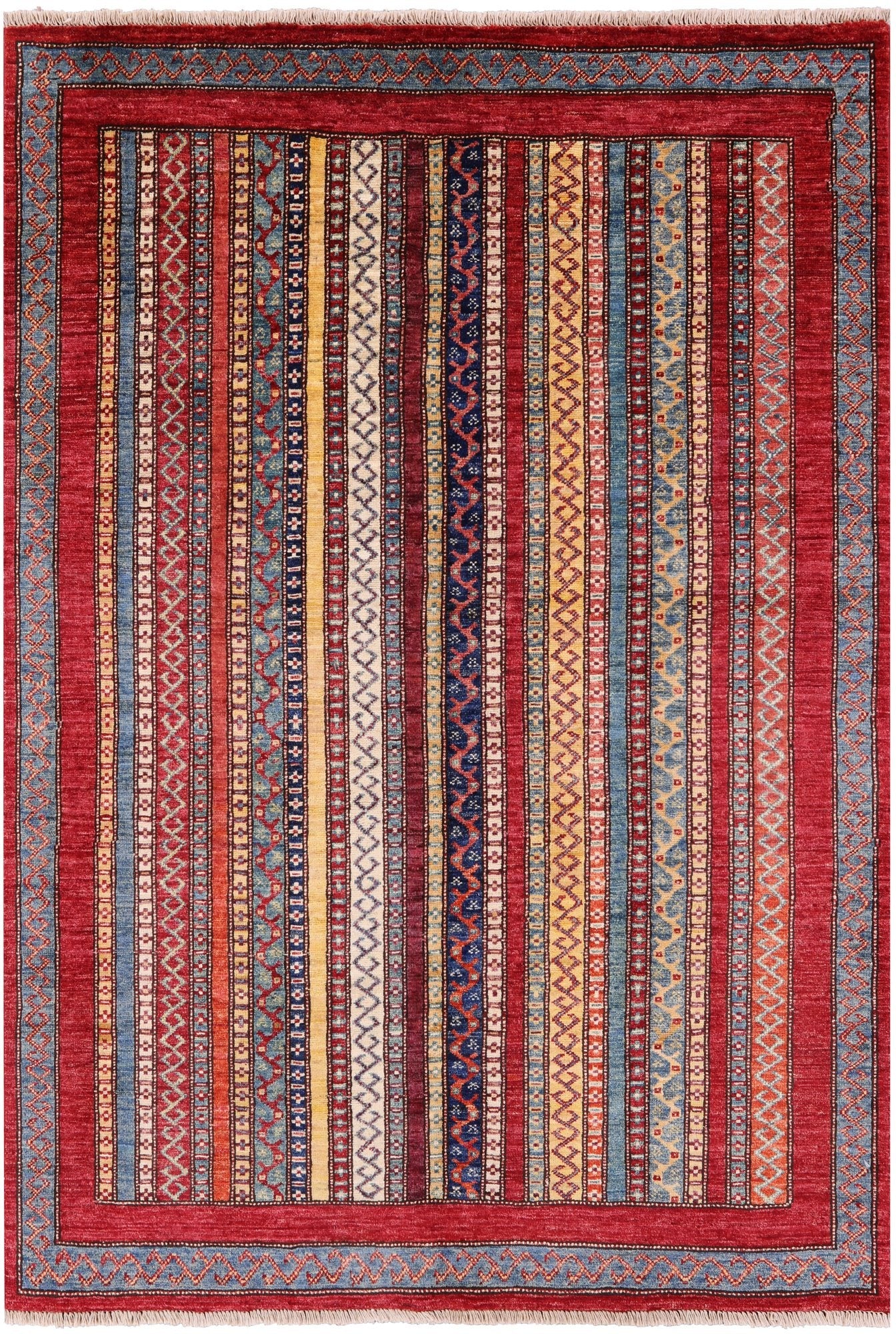 Shall Persian Gabbeh Handmade Wool Rug - 4' 0" X 5' 9" - Golden Nile