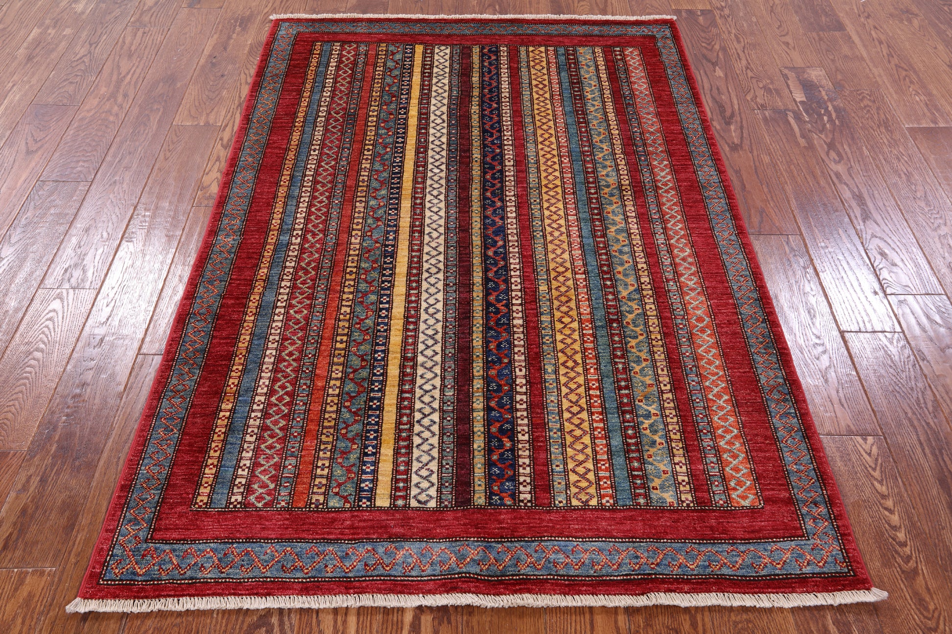 Shall Persian Gabbeh Handmade Wool Rug - 4' 0" X 5' 9" - Golden Nile