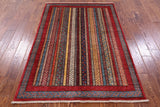 Shall Persian Gabbeh Handmade Wool Rug - 4' 0" X 5' 9" - Golden Nile