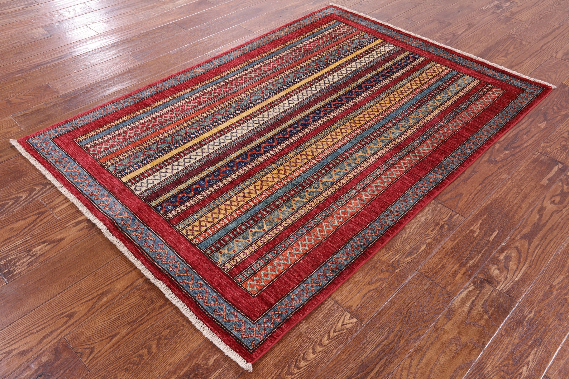 Shall Persian Gabbeh Handmade Wool Rug - 4' 0" X 5' 9" - Golden Nile