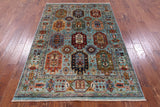 Blue Turkmen Ersari Hand Knotted Wool Rug - 4' 8" X 6' 11" - Golden Nile