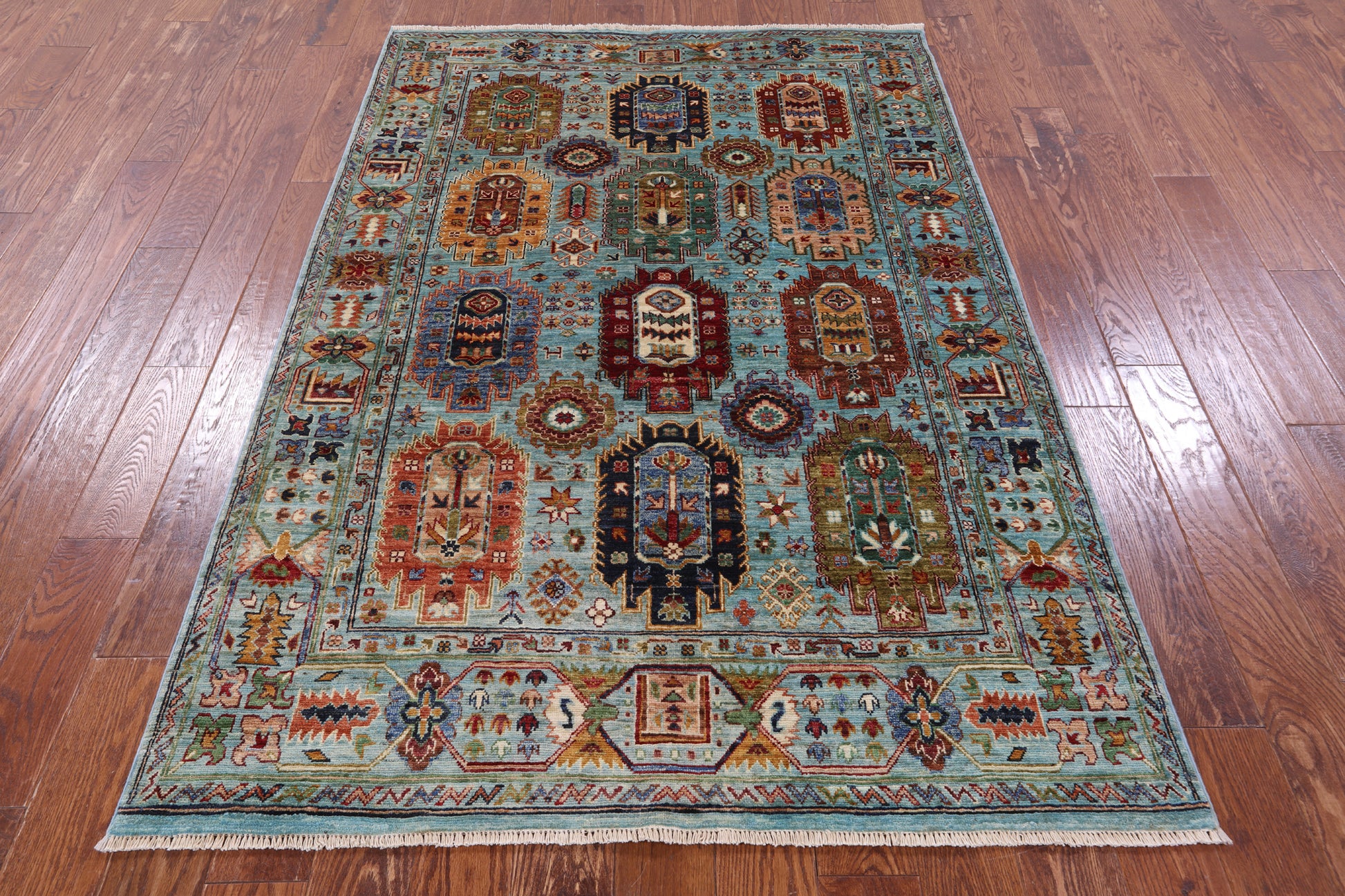Blue Turkmen Ersari Hand Knotted Wool Rug - 4' 8" X 6' 11" - Golden Nile