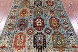 Blue Turkmen Ersari Hand Knotted Wool Rug - 4' 8" X 6' 11" - Golden Nile