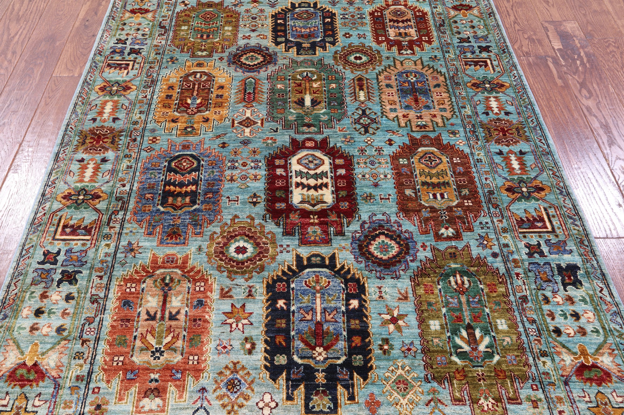Blue Turkmen Ersari Hand Knotted Wool Rug - 4' 8" X 6' 11" - Golden Nile