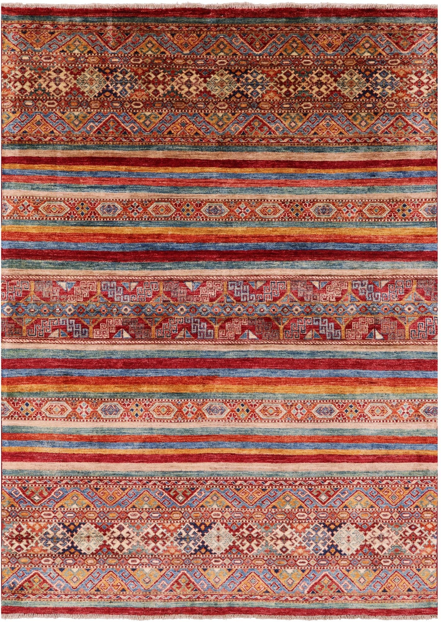 Khorjin Persian Gabbeh Hand Knotted Wool Rug - 4' 10" X 6' 8" - Golden Nile