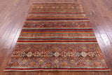 Khorjin Persian Gabbeh Hand Knotted Wool Rug - 4' 10" X 6' 8" - Golden Nile