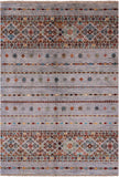 Khorjin Persian Gabbeh Hand Knotted Wool Rug - 3' 5" X 4' 11" - Golden Nile