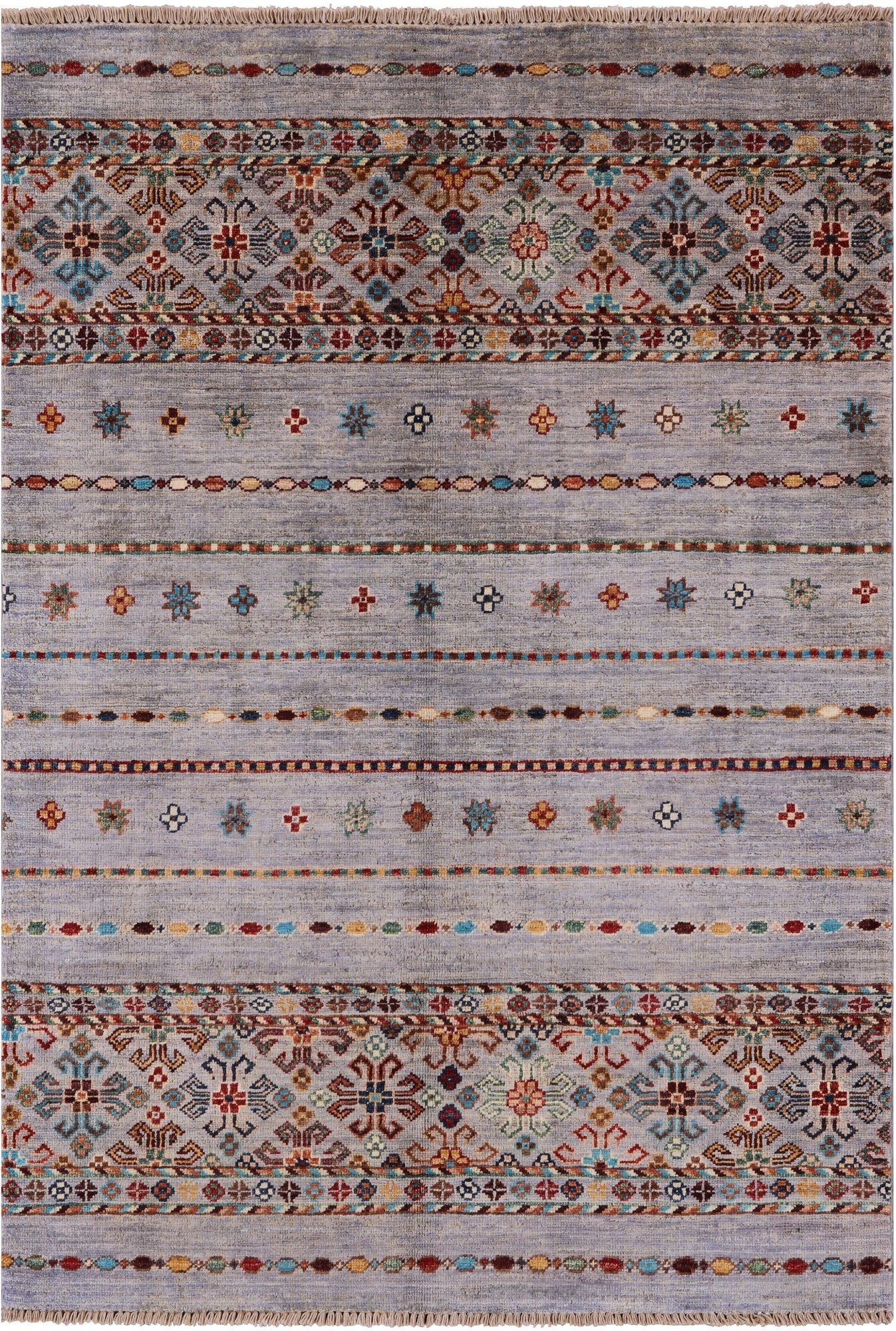 Khorjin Persian Gabbeh Hand Knotted Wool Rug - 3' 5" X 4' 11" - Golden Nile