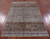 Khorjin Persian Gabbeh Hand Knotted Wool Rug - 3' 5" X 4' 11" - Golden Nile