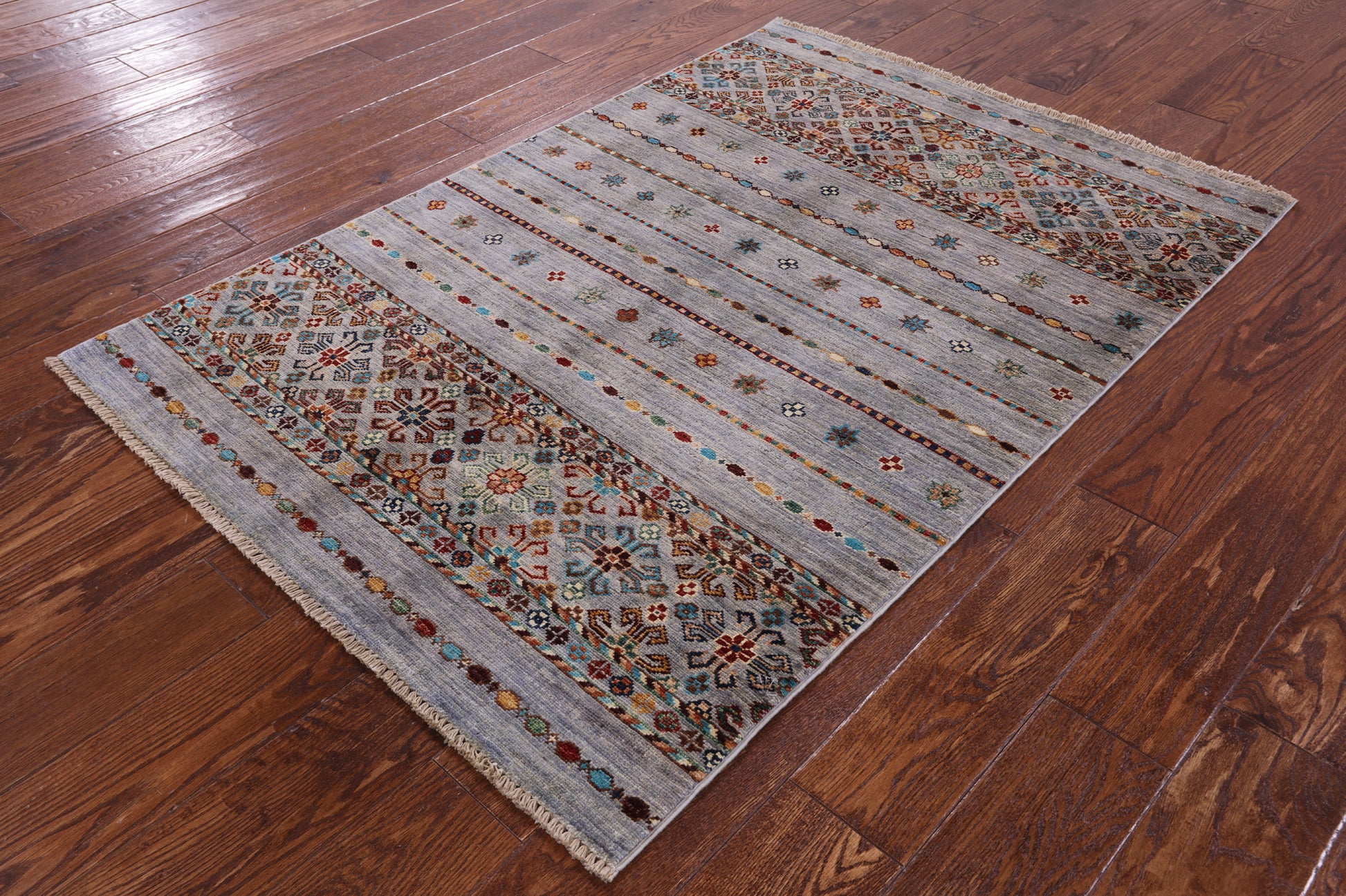 Khorjin Persian Gabbeh Hand Knotted Wool Rug - 3' 5" X 4' 11" - Golden Nile