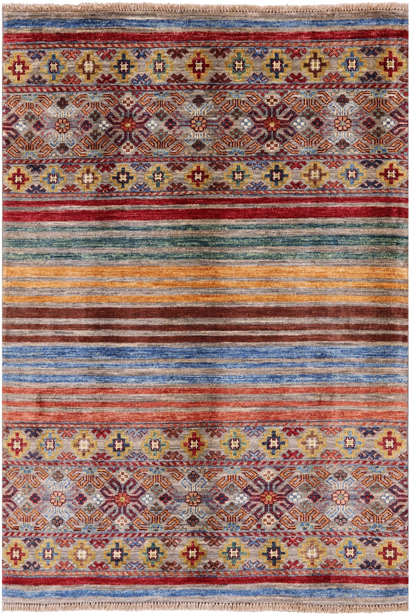 Khorjin Persian Gabbeh Hand Knotted Wool Rug - 3' 4" X 4' 9" - Golden Nile