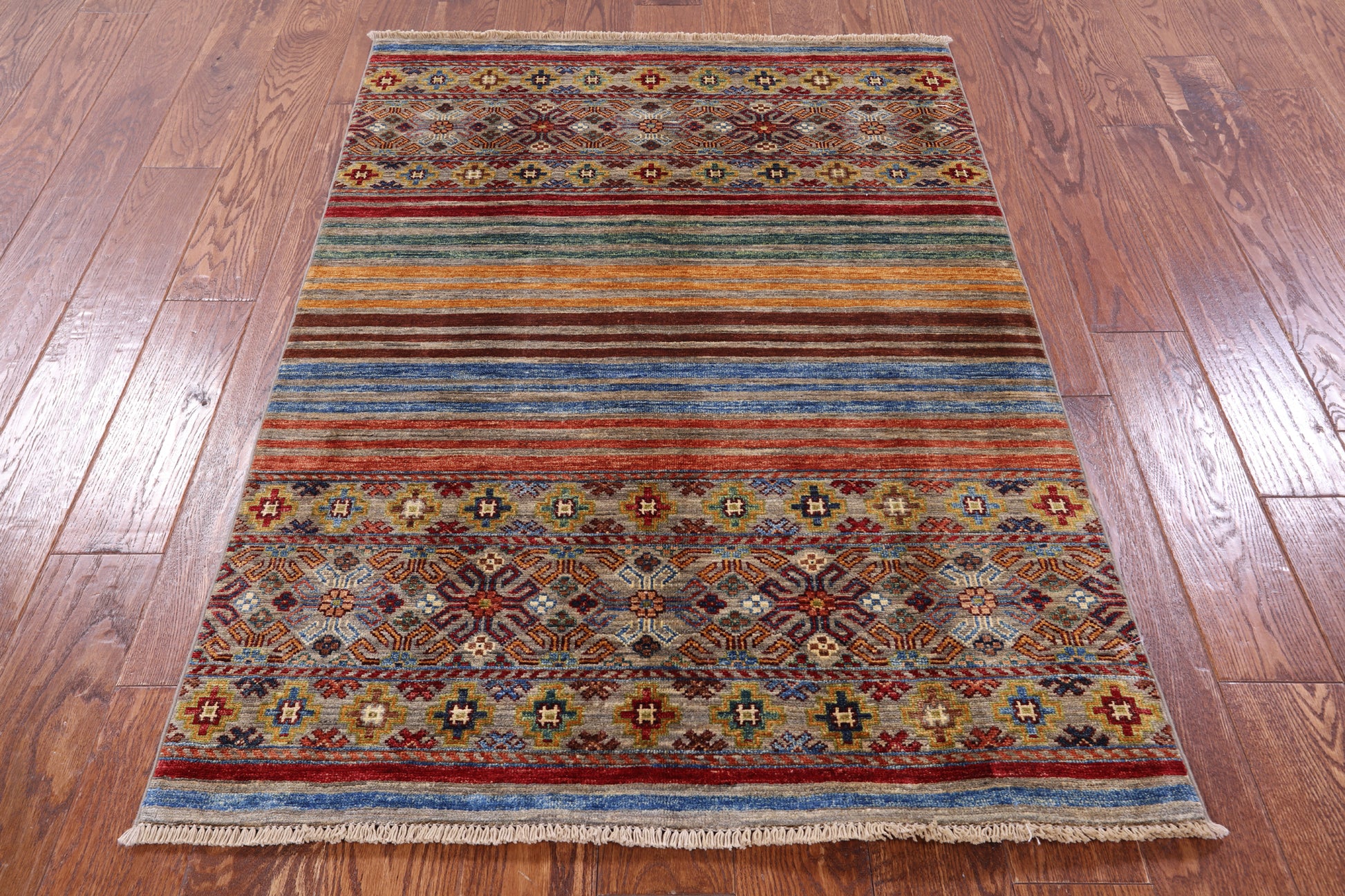 Khorjin Persian Gabbeh Hand Knotted Wool Rug - 3' 4" X 4' 9" - Golden Nile